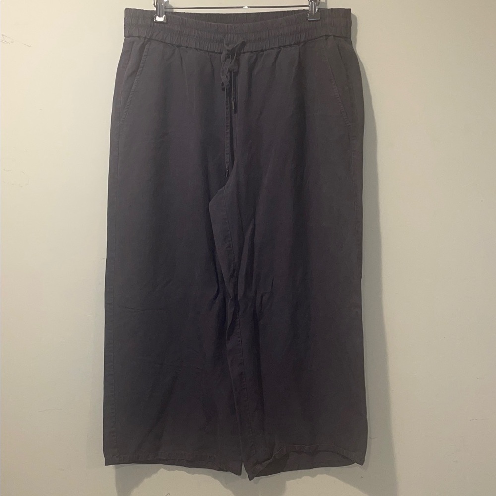 Womens Eileen Fisher Tencel and Linen Blend Cropped Ankle Pull on Pants